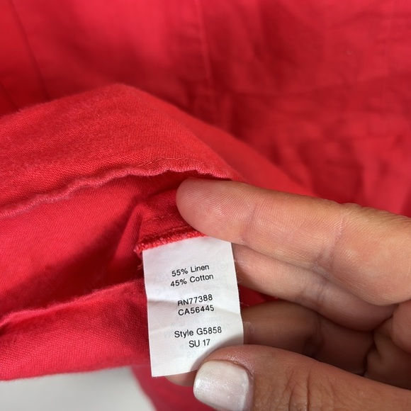 J. Crew Red Sleeveless Cotton Linen Blend  Peplum Top Blouse size 6 - Picture 5 of 7